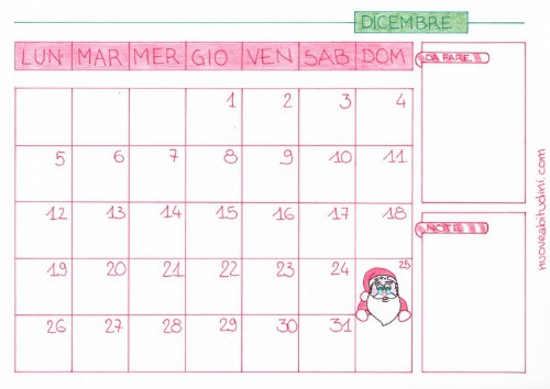 calendario dicembre stampabile