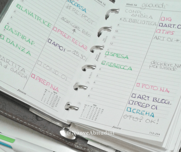 organizzare l'agenda