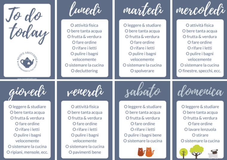 planning settimanale