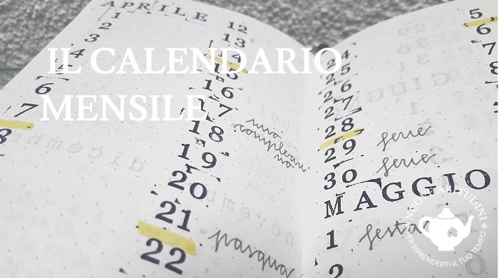 calendario mensile bullet journal