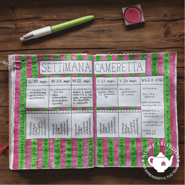 planner pulizia cameretta