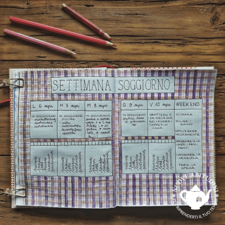 planner pulizie soggiorno